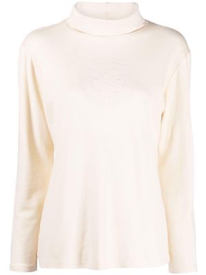 Céline Pre-Owned 1990-2000s logo-embroidered roll neck top - Neutrals