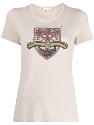 Céline Pre-Owned 1990-2000s motif-embroidered cotton T-shirt - Neutrals