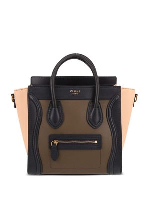 Céline Pre-Owned 2010s Luggage Nano shoulder bag in black, beige and khaki leather - Green