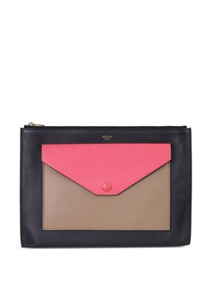 Céline Pre-Owned colour-block leather envelope clutch - Black