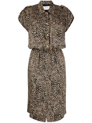 Céline Pre-Owned leopard-print silk shirt dress - Multicolour