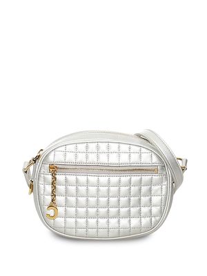 Céline Pre-Owned metallic quilted logo charm crossbody bag - Silver