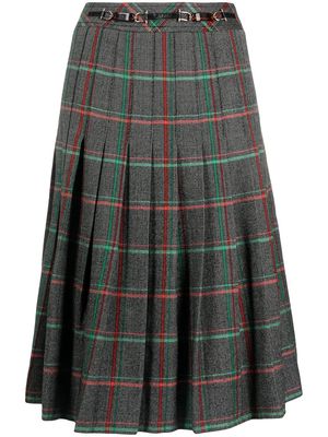 Céline Pre-Owned pre-owned pleated check skirt - Black