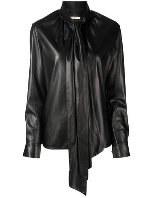 Céline Pre-Owned pre-owned pussy bow leather shirt - Black