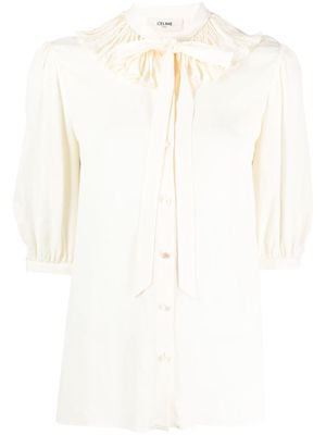Céline Pre-Owned ruffled-neck button-up blouse - Neutrals