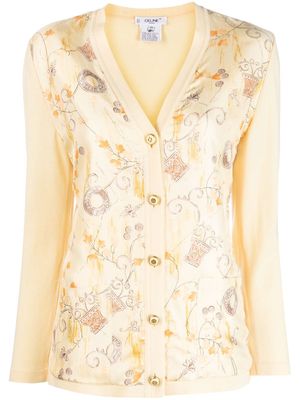Céline Pre-Owned V-neck floral cardigan - Yellow