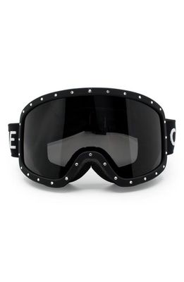 CELINE Ski Mask with Mirrored Lens in Matte Black/Crystal Strass