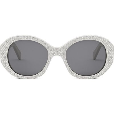 CELINE Strass 53mm Round Sunglasses in Ivory /Smoke 