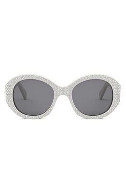 CELINE Strass Round Sunglasses in Ivory /Smoke