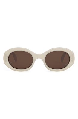CELINE Triomphe 52mm Oval Sunglasses in Ivory /Brown