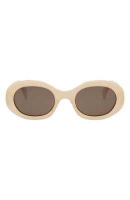 CELINE Triomphe 52mm Oval Sunglasses in Orange/Other /Brown 