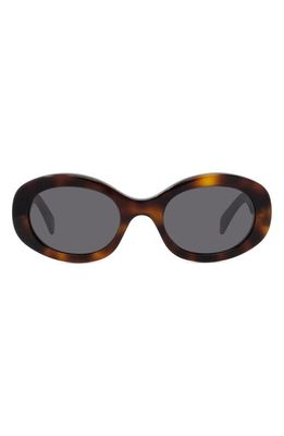 CELINE Triomphe 52mm Oval Sunglasses in Shiny Classic Havana/Smoke