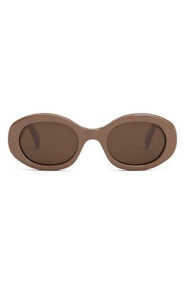 CELINE Triomphe 52mm Oval Sunglasses in Shiny Light Brown