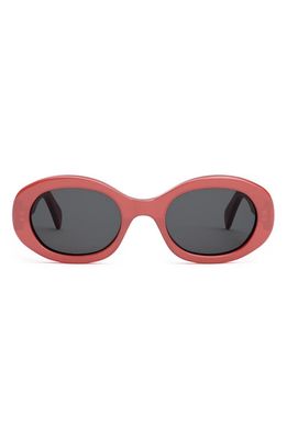 CELINE Triomphe 52mm Oval Sunglasses in Shiny Red /Smoke