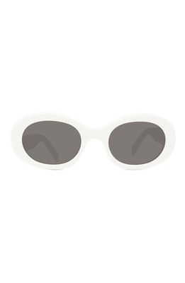 CELINE Triomphe 52mm Oval Sunglasses in Shiny Solid Ivory/Smoke