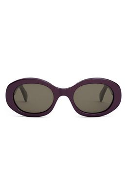 CELINE Triomphe 52mm Oval Sunglasses in Shiny Violet /Brown