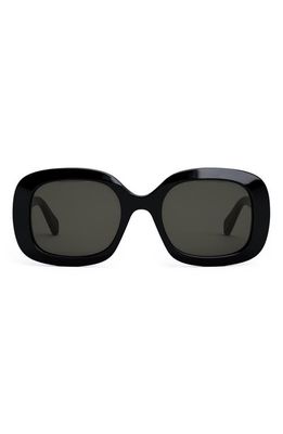 CELINE Triomphe 52mm Square Sunglasses in Shiny Black /Smoke