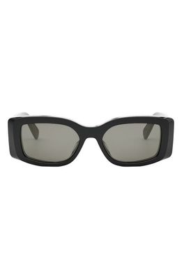 CELINE Triomphe 53mm Rectangular Sunglasses in Shiny Black /Smoke 