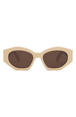 CELINE Triomphe 54mm Cat Eye Sunglasses in Shiny Beige /Brown