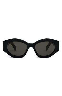 CELINE Triomphe 54mm Cat Eye Sunglasses in Shiny Black /Smoke