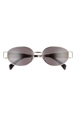 CELINE Triomphe 54mm Oval Sunglasses in Shiny Palladium /Smoke