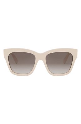 CELINE Triomphe 55mm Gradient Geometric Sunglasses in Ivory /Gradient Brown