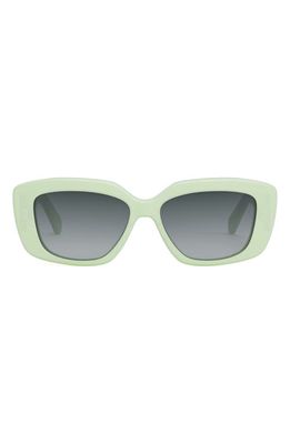 CELINE Triomphe 55mm Gradient Rectangular Sunglasses in Shiny Light Green /Brown