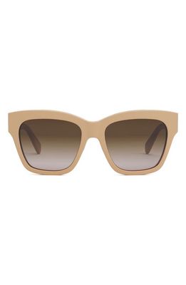 CELINE Triomphe 55mm Gradient Square Sunglasses in Shiny Beige /Gradient Brown