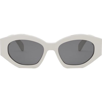 CELINE Triomphe 55mm Oval Sunglasses in Ivory /Smoke