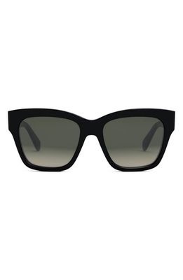 CELINE Triomphe 55mm Round Sunglasses in Shiny Black /Gradient Brown