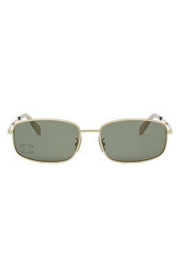 CELINE Triomphe 60mm Rectangular Sunglasses in Shiny Endura Gold /Green 