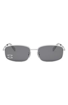 CELINE Triomphe 60mm Rectangular Sunglasses in Shiny Palladium /Smoke 