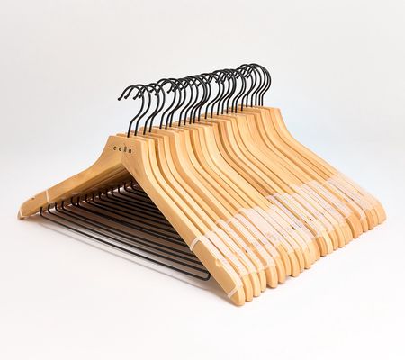 Cella  25-Pack Wooden Hangers with Grippers