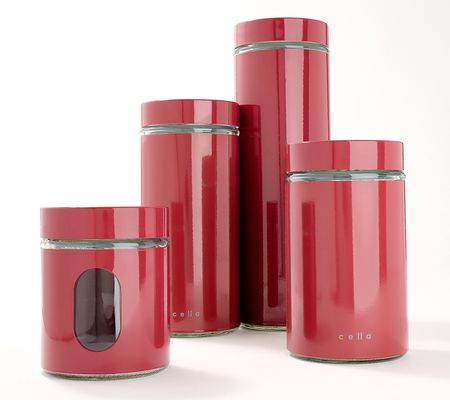 Cella 4-Piece Stainless Steel & Glass Canisters