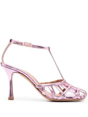 Cenere GB 100mm metallic-effect leather sandals - Pink