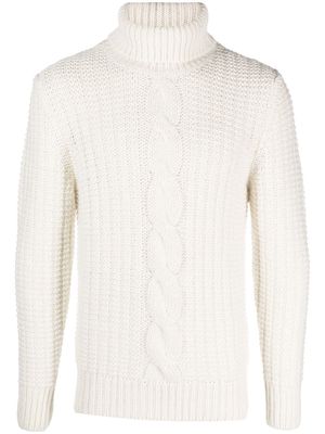 Cenere GB cable knit roll neck jumper - White