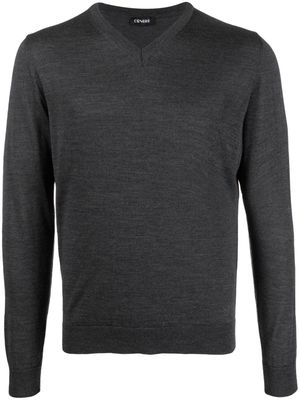 Cenere GB V-neck merino wool jumper - Grey