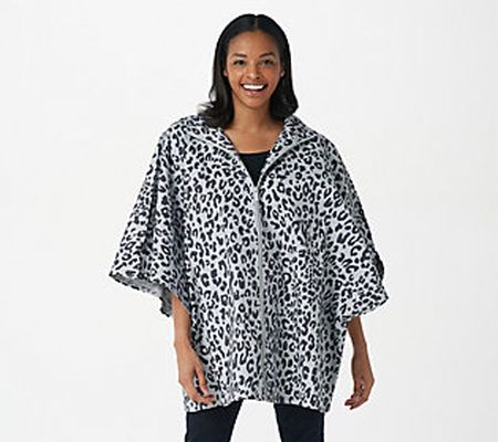 Centigrade Water Repellent Printed Zip-Front Poncho