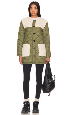 Central Park West Asher Sherpa Quilted Puffer in Olive