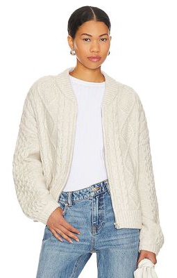 Central Park West Savannah Zip Up Sweater in Ivory