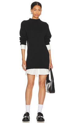 Central Park West Sutton Sweater Shirting Dress in Black