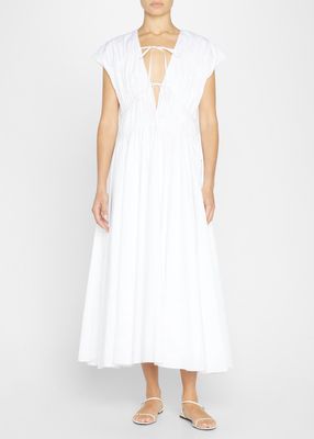 Ceres Ruched Drawstring Midi Dress
