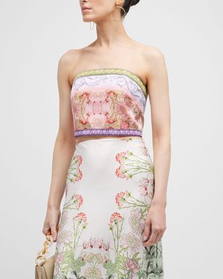 Cerise Smocked-Back Bandeau Top