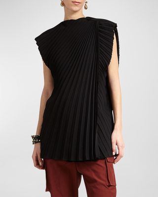 Cerith Front-Drape Pleated Top