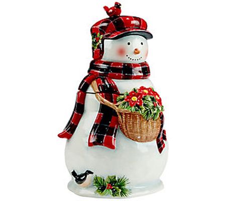 Certified International Christmas Lodge Snowman Cookie Jar