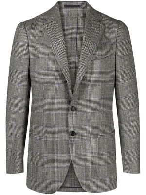 Cesare Attolini houndstooth single-breasted wool blend blazer - Black
