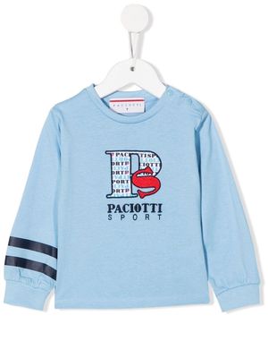 Cesare Paciotti 4Us Kids flocked-logo cotton jumper - Blue