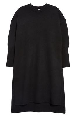 CFCL Milan Long Sleeve High-Low Wool Sweater Dress in Black