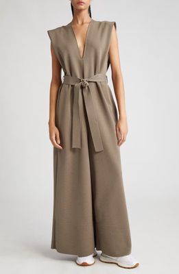 CFCL Milan Rib Wool Blend Jumpsuit in Taupe Beige