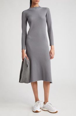 CFCL Portrait 2 Long Sleeve Midi Sweater Dress in Steel Gray